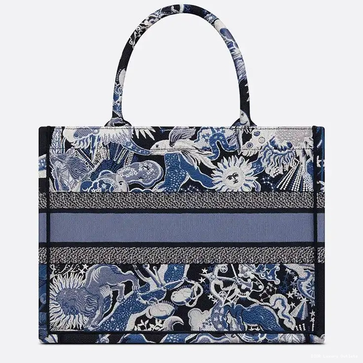 Cheap Zodiac Motif Tote Canvas Book Dior Blue Fantastico 0419 Luxury